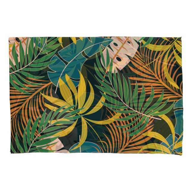 Summer Tropical Bright Plants Pattern Pillowcase (Front)