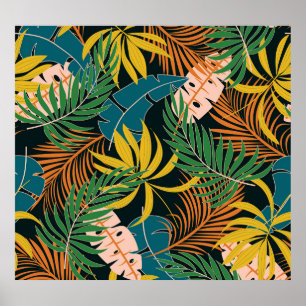 Summer Tropical Bright Plants Pattern Poster