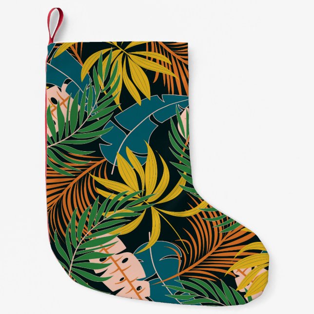 Summer Tropical Bright Plants Pattern Small Christmas Stocking (Front)