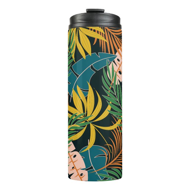 Summer Tropical Bright Plants Pattern Thermal Tumbler (Front)