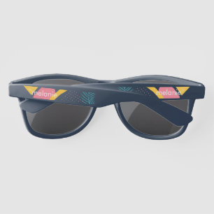 Summer Tropical Collage Shapes Monogrammed  Sunglasses