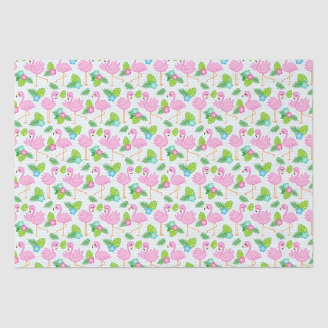 Summer Tropical Flamingo and Floral  Pattern Tissue Paper (Front)