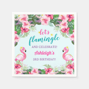 Summer Tropical Flamingo Birthday  Napkin