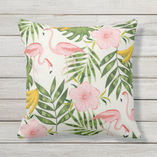 Summer Tropical Flamingo Outdoor Pillow