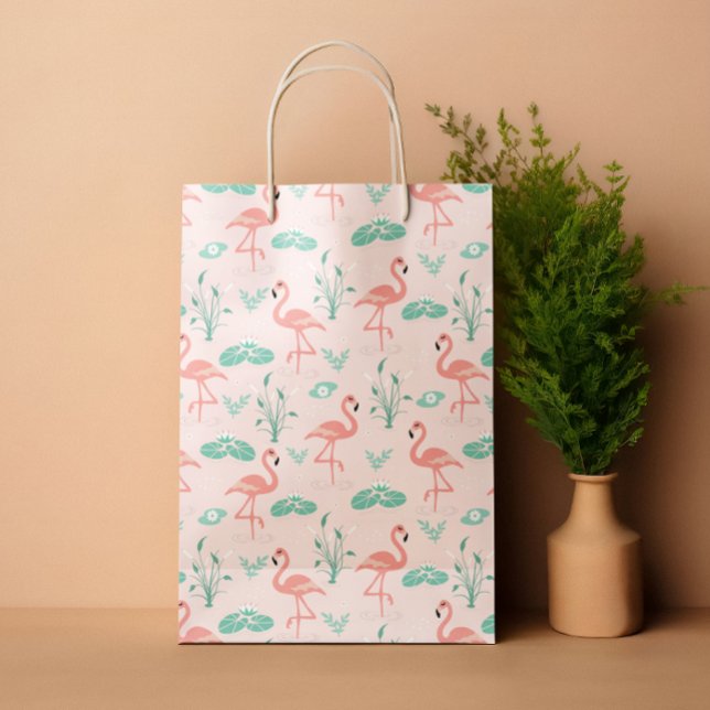 Summer tropical Flamingo pastel pink  Medium Gift Bag (Summer tropical Flamingo pastel pink Medium Gift Bag)