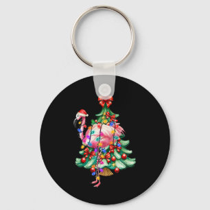 Summer Tropical Flamingo Santa Hat Christmas In Ju Key Ring