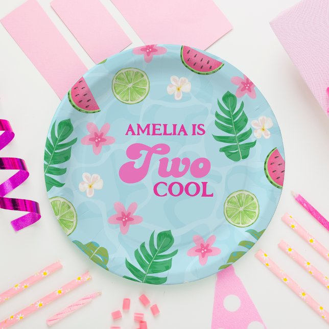 Summer tropical floral pool party Birthday Paper Plate (Creator Uploaded)