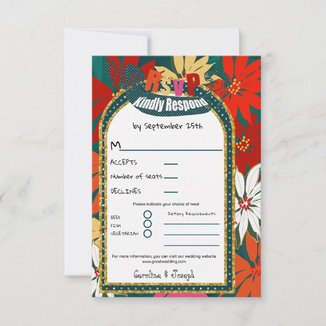 Summer Tropical Flowers & Arch RSVP Card (Front)
