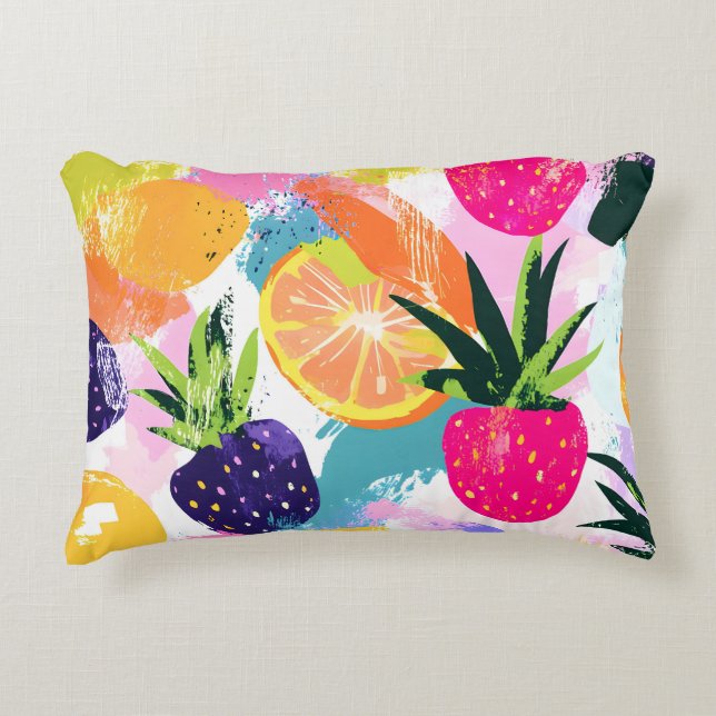 Summer Tropical Fruit Fiesta  Decorative Cushion (Front)