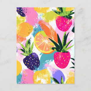 Summer Tropical Fruit Fiesta Holiday Postcard