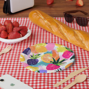 Summer Tropical Fruit Fiesta  Paper Plate