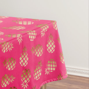 Summer tropical gold and pink pineapple pattern tablecloth
