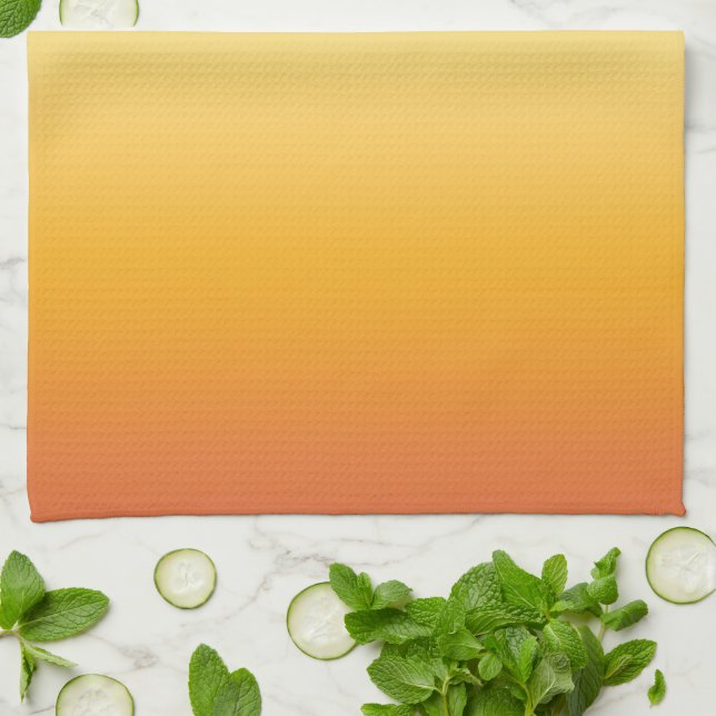 Summer Tropical Gradient Orange Lemon Lime Ombre Tea Towel (Folded)