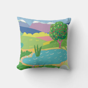 Summer tropical landscape. Hello, summer Cushion