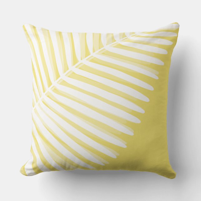 Summer tropical leaf monochromatic print  cushion (Front)