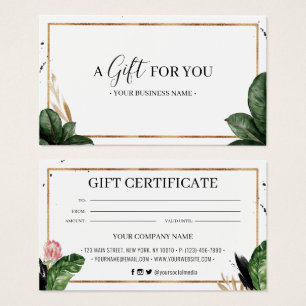 Summer Tropical Leaves Customised Gift Certificate