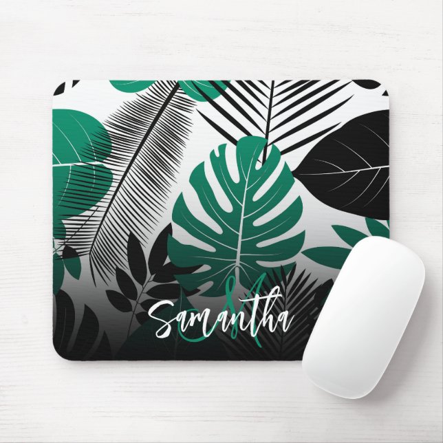 Summer Tropical Leaves Mouse Pad (With Mouse)
