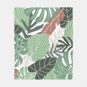 Summer tropical leaves seamless pattern fleece blanket