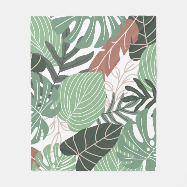 Summer tropical leaves seamless pattern fleece blanket (Front)
