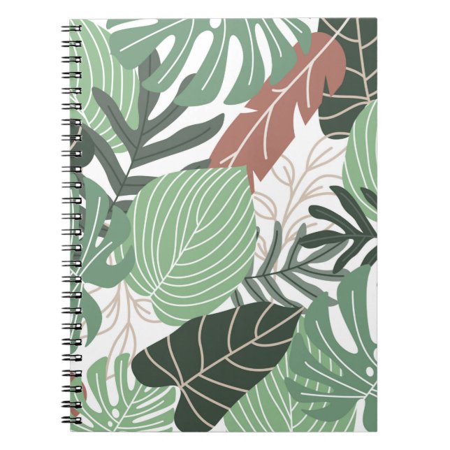 Summer tropical leaves seamless pattern notebook (Front)