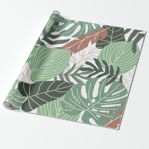 Summer tropical leaves seamless pattern wrapping paper