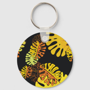 Summer Tropical Leaves Vintage Design Key Ring