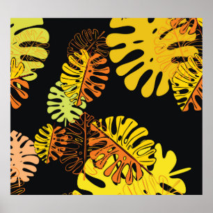 Summer Tropical Leaves Vintage Design Poster