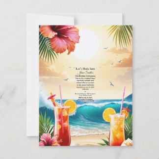 Summer Tropical Luau Beach Party 21st Birthday RSVP Card