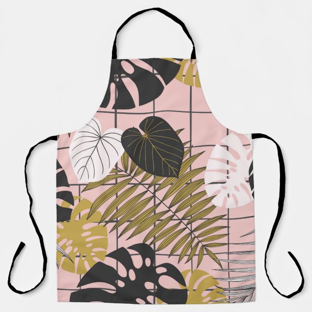 Summer tropical palm leaves pattern apron (Front)