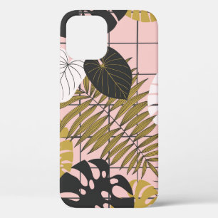Summer tropical palm leaves pattern iPhone 12 case