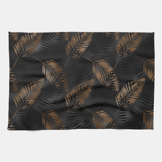 Summer Tropical Palm Leaves Pattern Tea Towel (Horizontal)