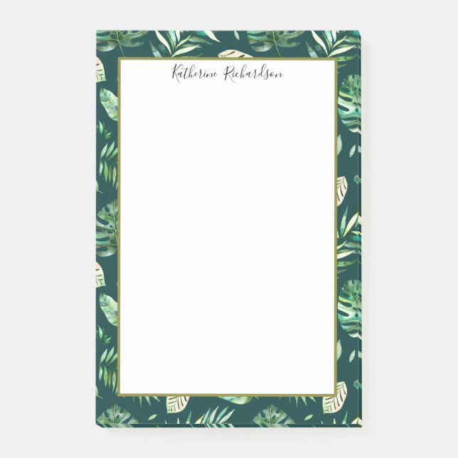 Summer Tropical Palm leaves Personalised Post-it Notes (Front)
