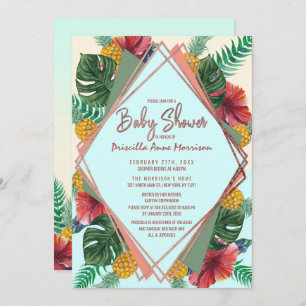 Summer Tropical Pineapple Leaf Floral Baby Shower Invitation