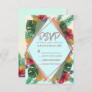 Summer Tropical Pineapple Leaves Floral RSVP Invitation