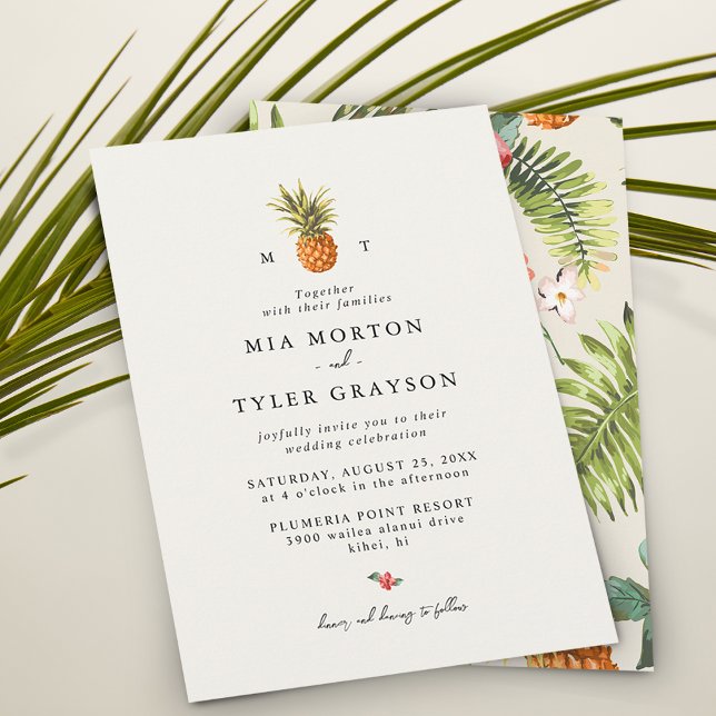 Summer Tropical Pineapple Pattern Wedding Invitation (Creator Uploaded)