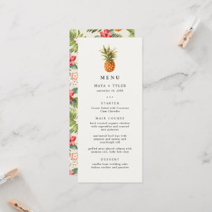 Summer Tropical Pineapple Pattern Wedding Menu