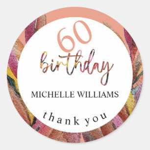 Summer Tropical Pink Floral Feathers Watercolor Classic Round Sticker