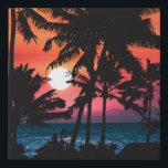 Summer Tropical Pink Orange Palm Trees Sunset Faux Canvas Print<br><div class="desc">This tropical and cool design is perfect for the hot summer months. It features an artsy and modern neon pink, orange, and purple neon sunset with black palm tree silhouettes with a bright shining sun. It's beautiful, gorgeous, and picturesque! ***IMPORTANT DESIGN NOTE: For any custom design request such as matching...</div>