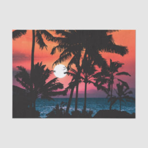 Summer Tropical Pink Orange Palm Trees Sunset Tissue Paper