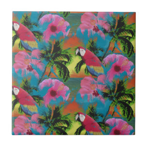 Summer Tropical Sunset Beach Ceramic Tile