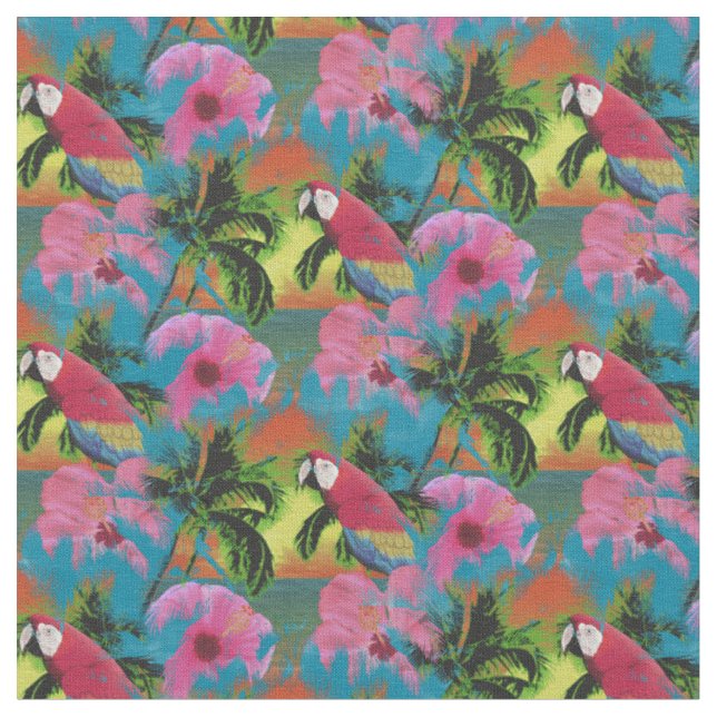 Summer Tropical Sunset Beach  Fabric (Close Up)