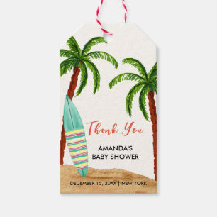 Summer Tropical Surf Baby On Board Baby Shower  Gift Tags