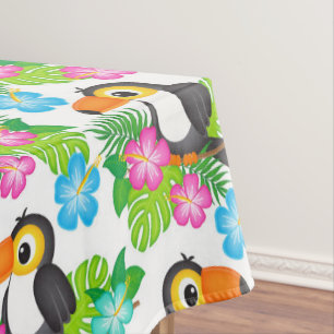 Summer Tropical Toucan and Floral Pattern Tablecloth