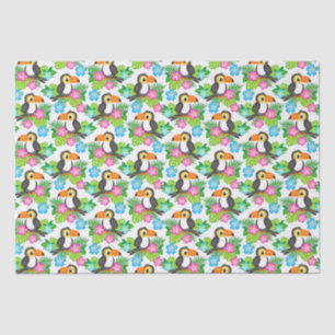 Summer Tropical Toucan and Floral Pattern Tissue Paper