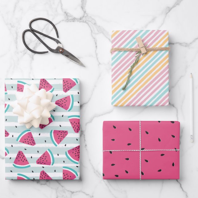 Summer Tropical Watermelon Fruit Wrapping Paper Sheet (Front)