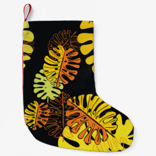 Summer tropical with exotic leaves pattern small christmas stocking
