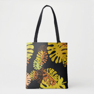 Summer tropical with exotic leaves pattern tote bag