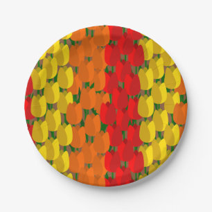 Summer Tulip Field Paper Plate