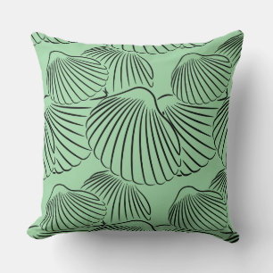 Summer Turquoise-Green&Black Seashell Throw Pillow