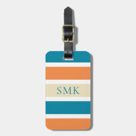Summer Turquoise Teal Orange Colour Block Luggage Tag